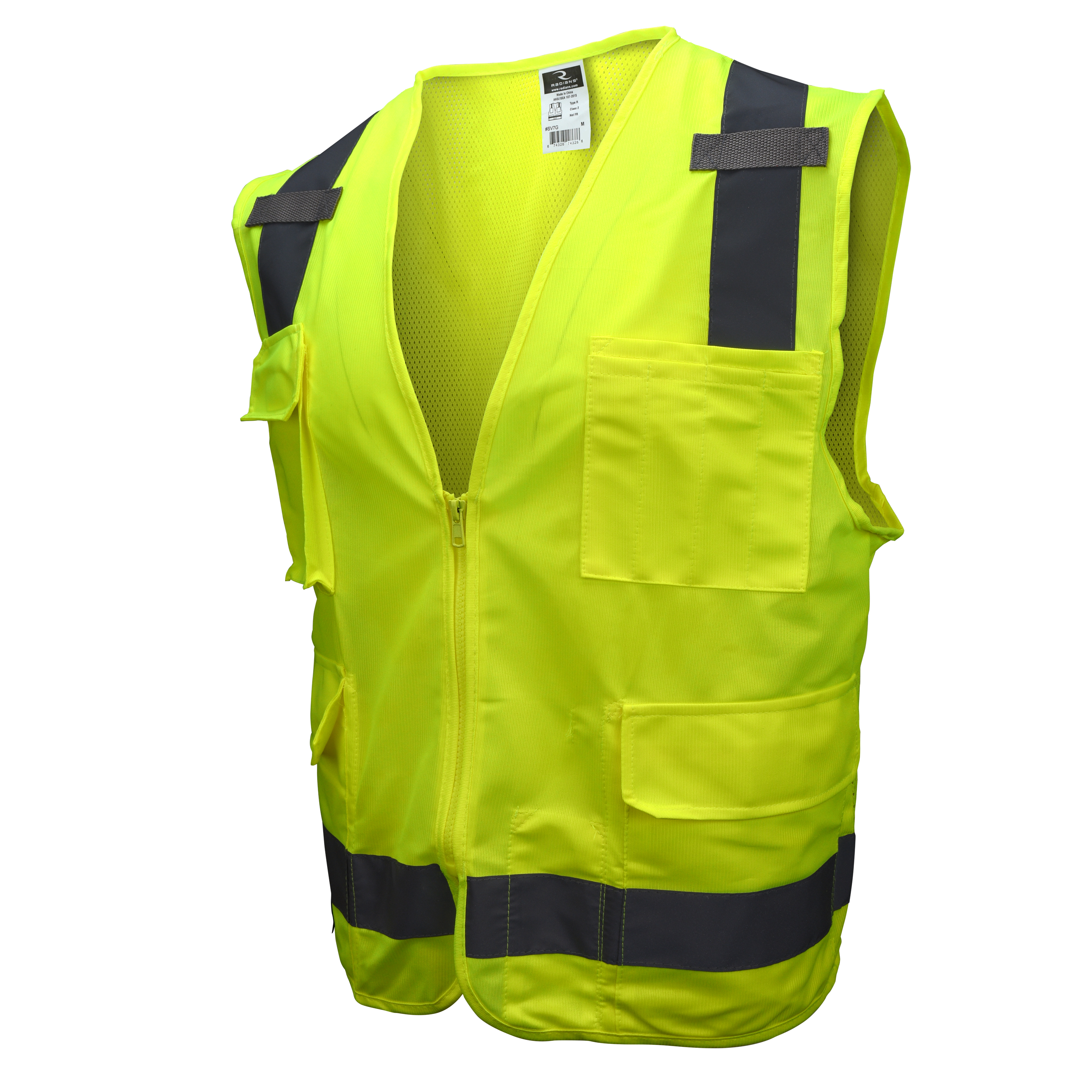 SV7 Surveyor Type R Class 2 Solid/Mesh Safety Vest - Green - Size 2X - Safety Vests